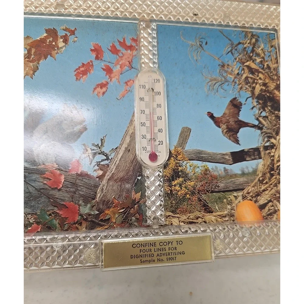 Vintage Advertising Thermometer Promotional Dual Picture Frame Decor w/ Calendar